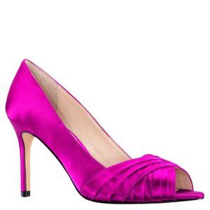 Nina Rhiyana Satin Open Toe Persian Rose Color Pump